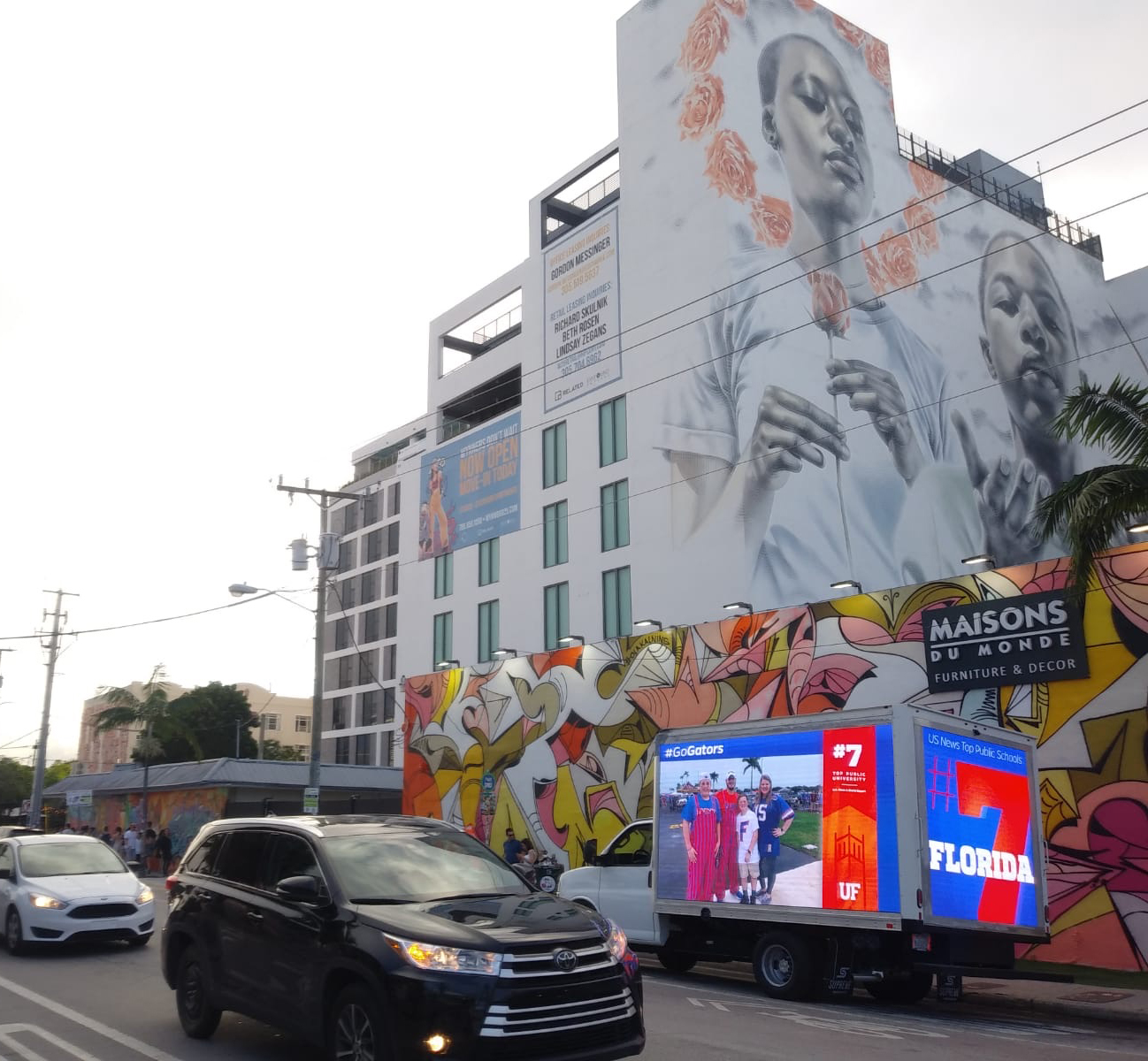 LED display truck showing UF Orange Bowl content in Miami